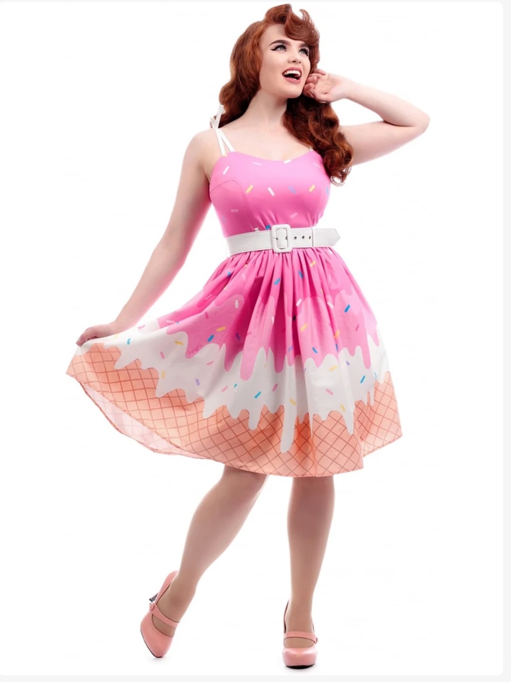 Collectif Jade Ice Cream Sprinkles Swing Dress size Medium NEW $120